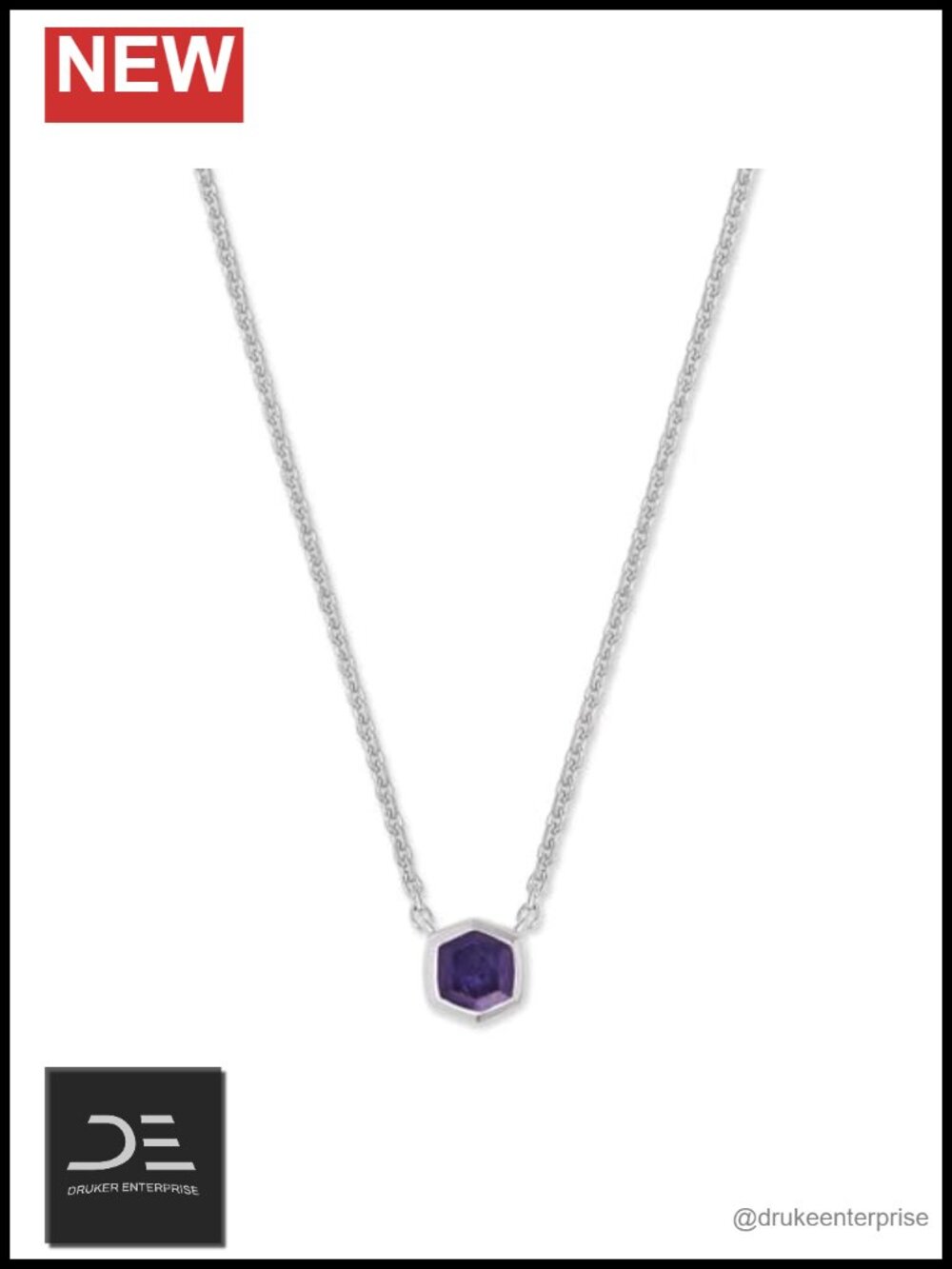 Sterling Silver Iolite Pendant Necklace with Dainty Faceted Gemstone